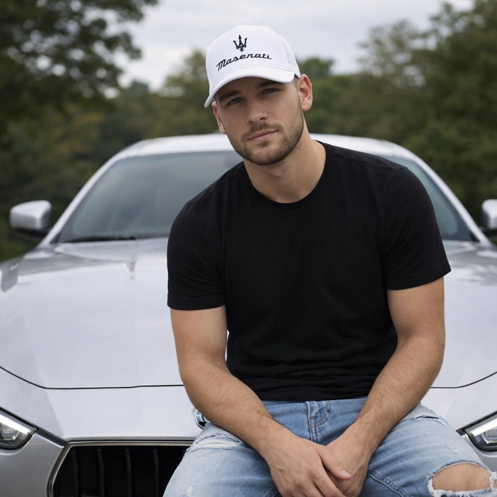 Maserati White Trident Logo Baseball Cap – Luxury Sport Style - NEW